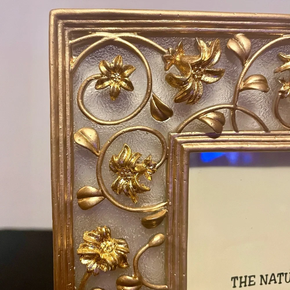 Yellow-Gold Colored Floral 3-D Frame 8” x 6.5” / Picture Glass 4.5” x 3”
